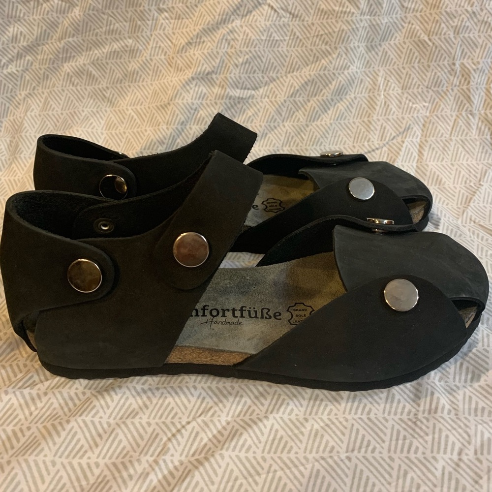 Comforfusse Handmade Black Sandals Size 39